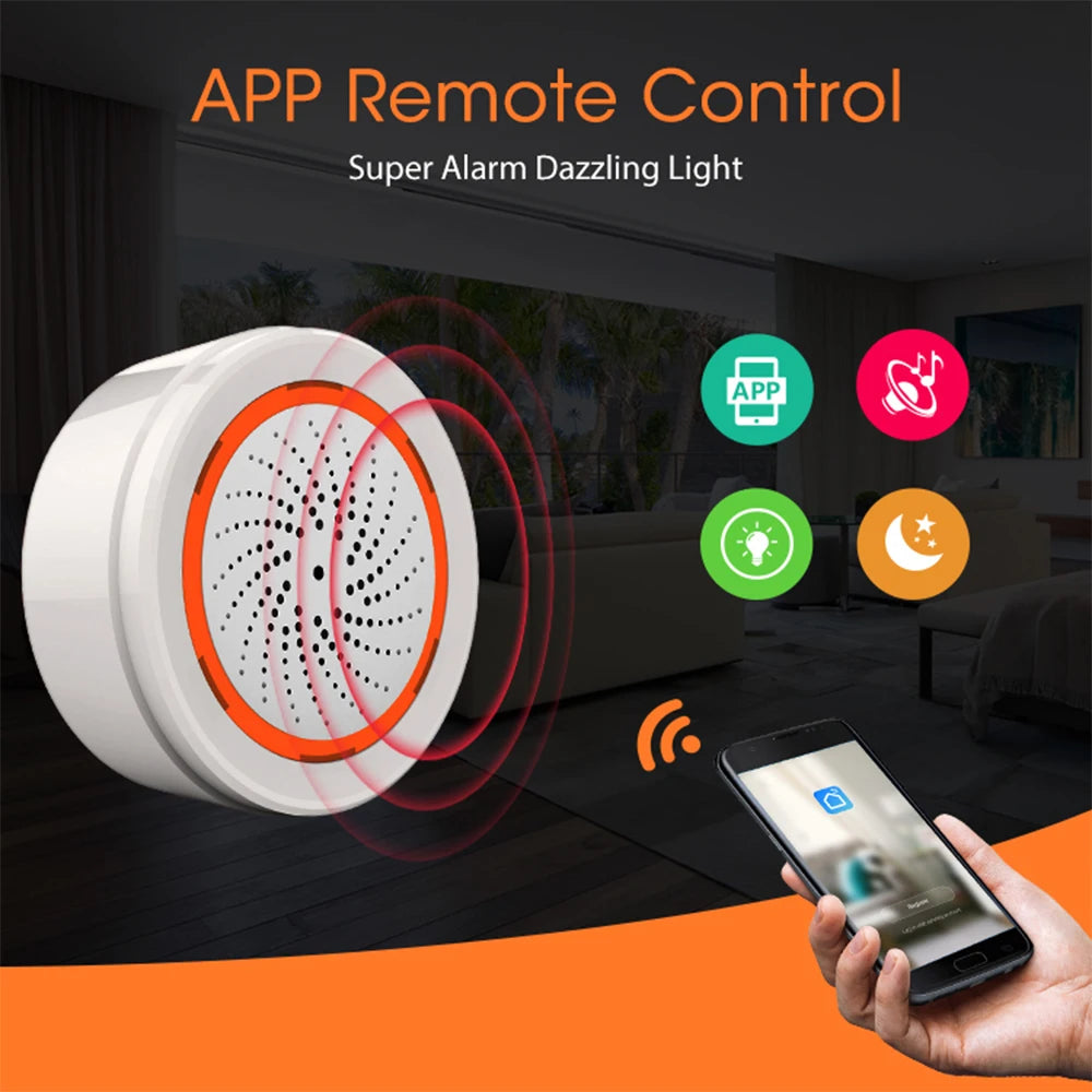 Smart Home Siren Alarm with Strobe Alerts