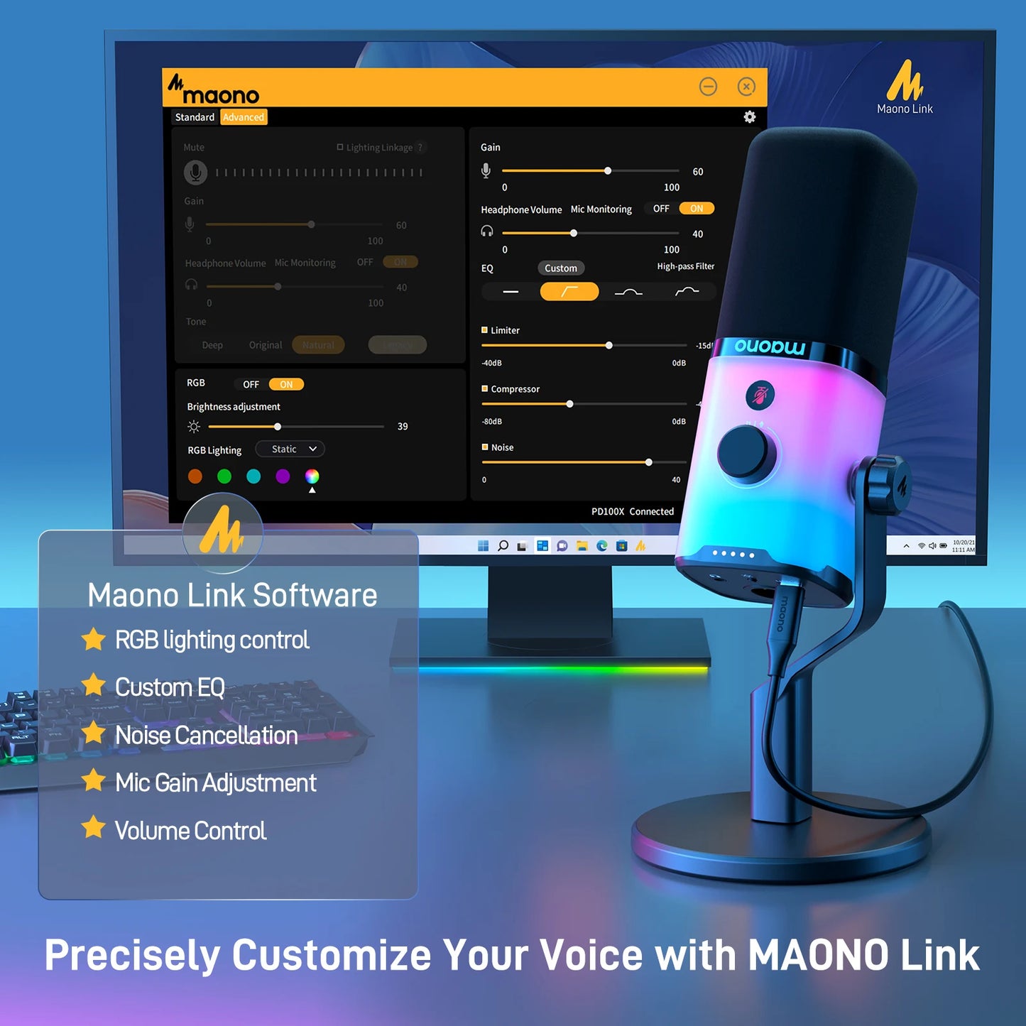 USB/XLR Dynamic Gaming Microphone with RGB