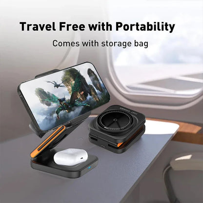 30W 3-in-1 Foldable Magnetic Wireless Charging Station Stand