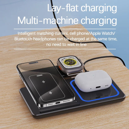 30W 3-in-1 Foldable LED Wireless Charging Station Stand