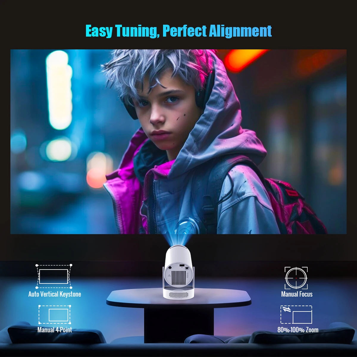 4K WiFi 6 Projector with Android 11 Home Cinema