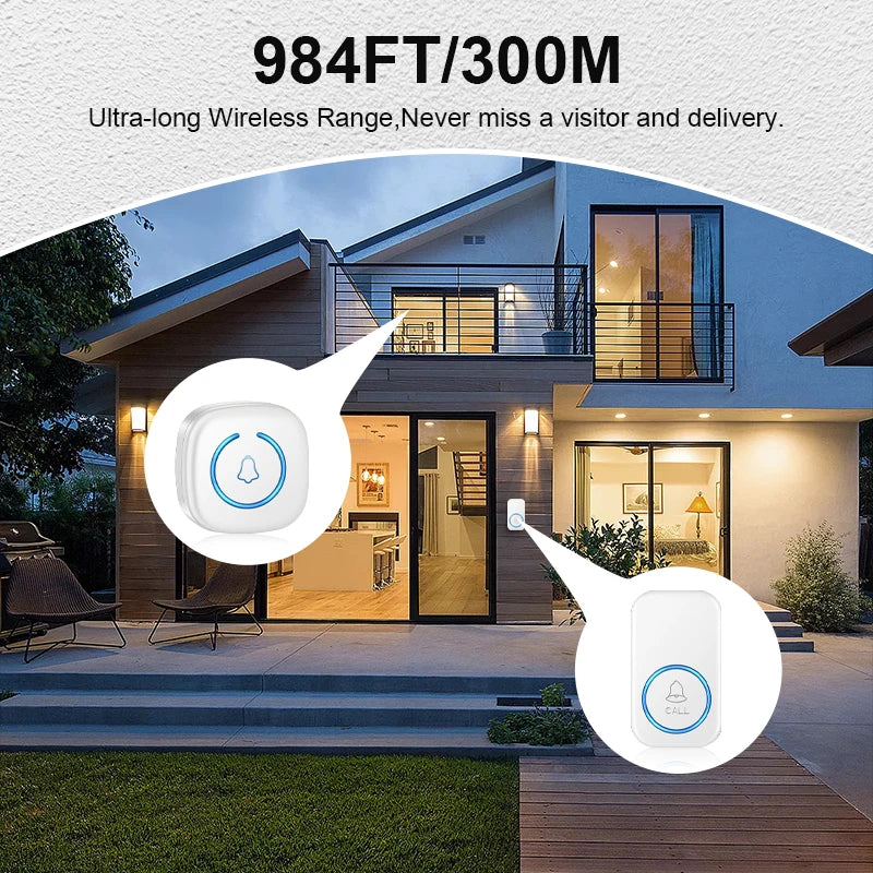 Wireless Smart Doorbell with 300M Range
