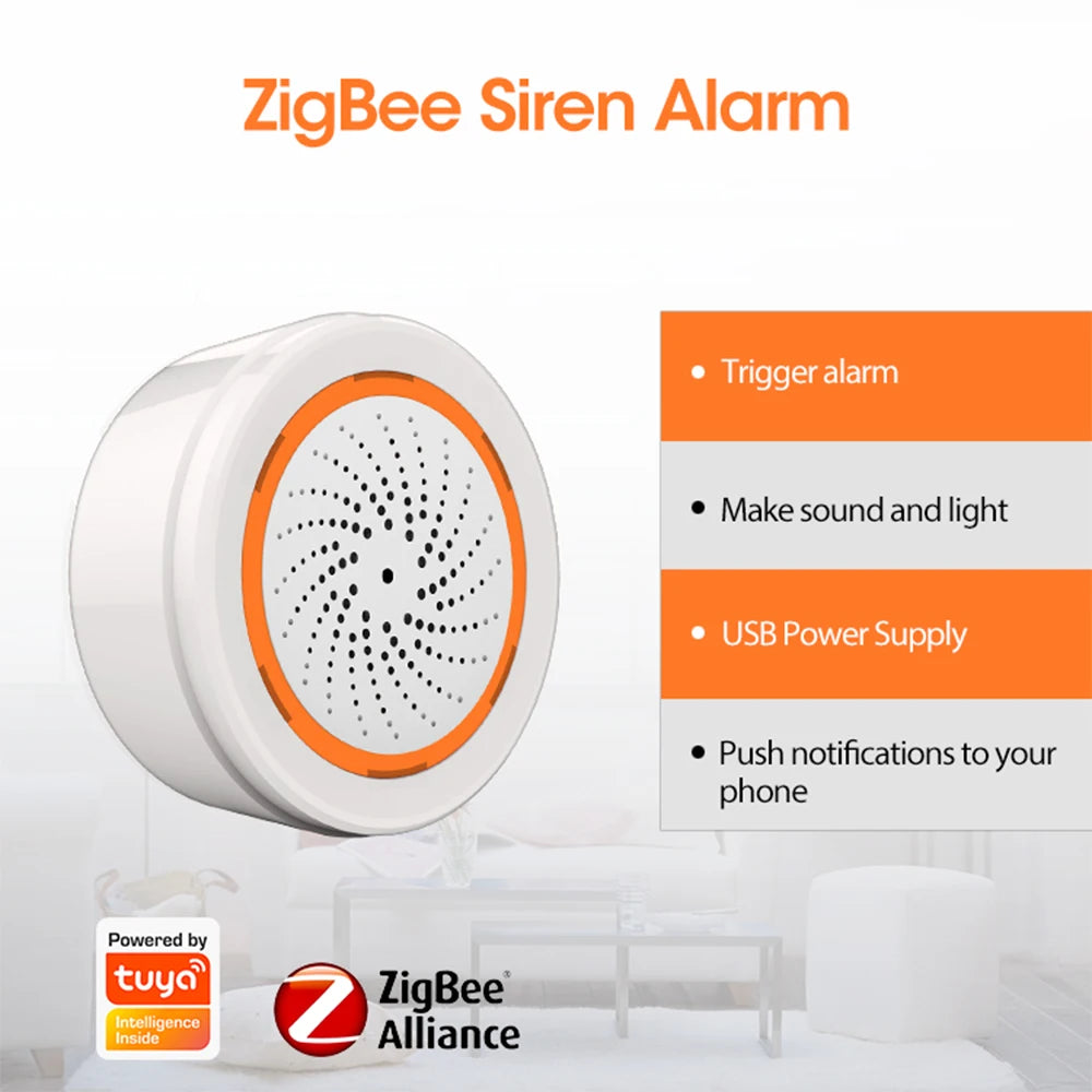 Smart Home Siren Alarm with Strobe Alerts