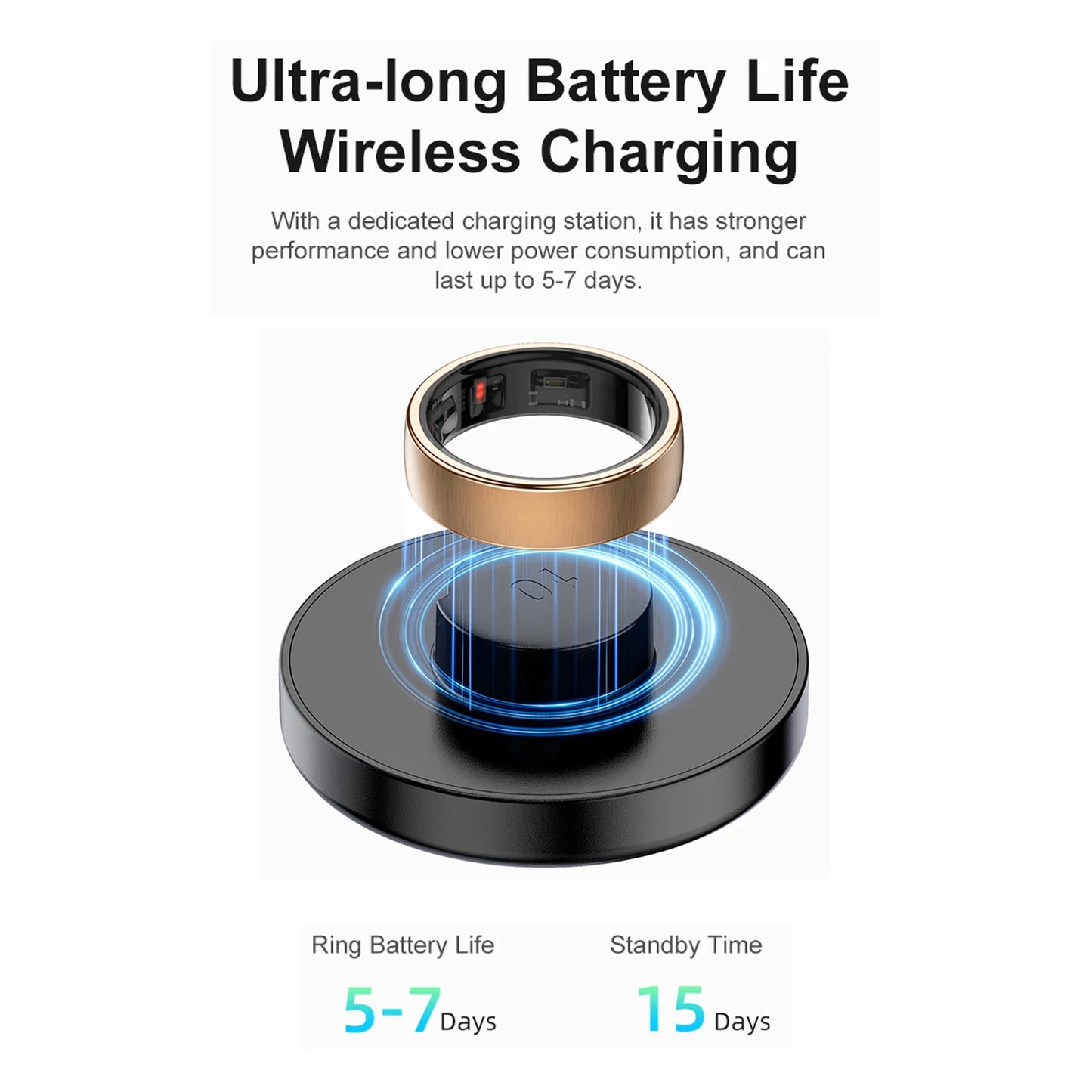 Smart Health Ring with Charging Dock