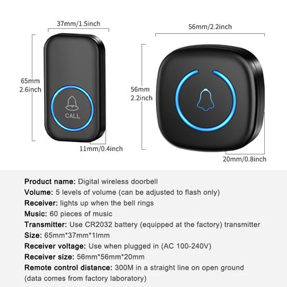Wireless Smart Doorbell with 300M Range